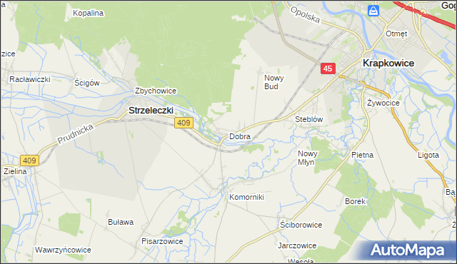 mapa Dobra gmina Strzeleczki, Dobra gmina Strzeleczki na mapie Targeo
