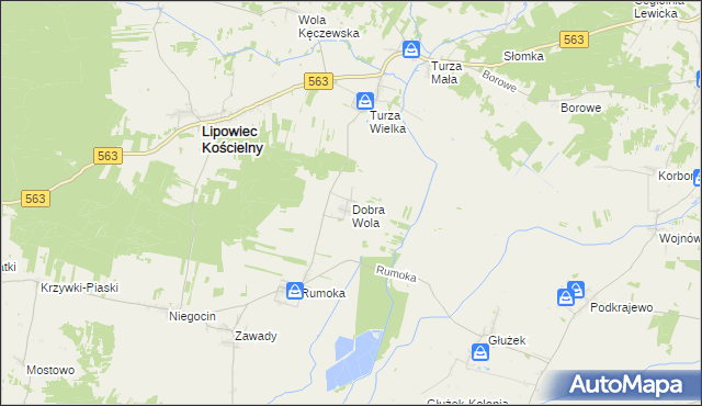 mapa Dobra Wola gmina Lipowiec Kościelny, Dobra Wola gmina Lipowiec Kościelny na mapie Targeo
