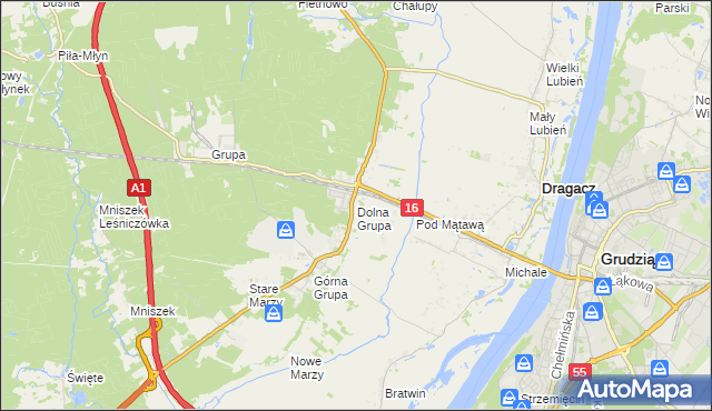 mapa Dolna Grupa, Dolna Grupa na mapie Targeo