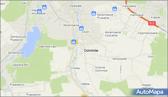 mapa Dominów gmina Głusk, Dominów gmina Głusk na mapie Targeo