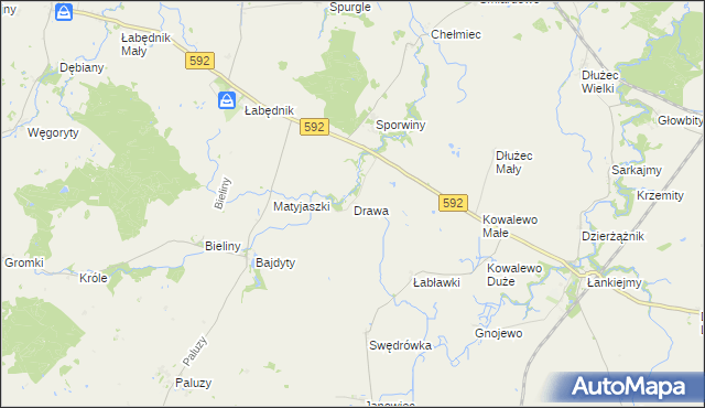 mapa Drawa, Drawa na mapie Targeo