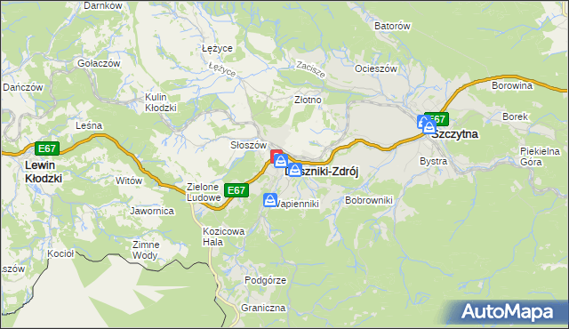 mapa Duszniki-Zdrój, Duszniki-Zdrój na mapie Targeo