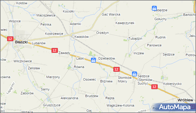 mapa Dziebędów, Dziebędów na mapie Targeo