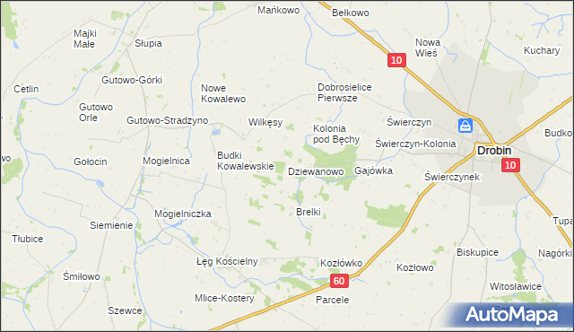 mapa Dziewanowo, Dziewanowo na mapie Targeo