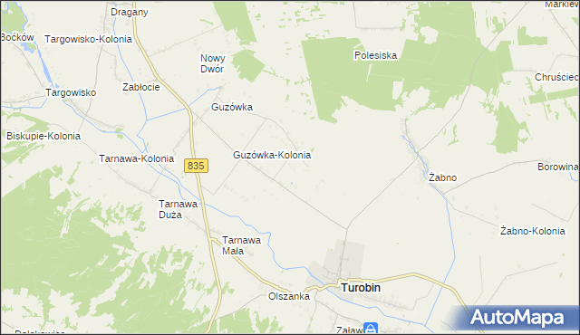 mapa Elizówka gmina Turobin, Elizówka gmina Turobin na mapie Targeo