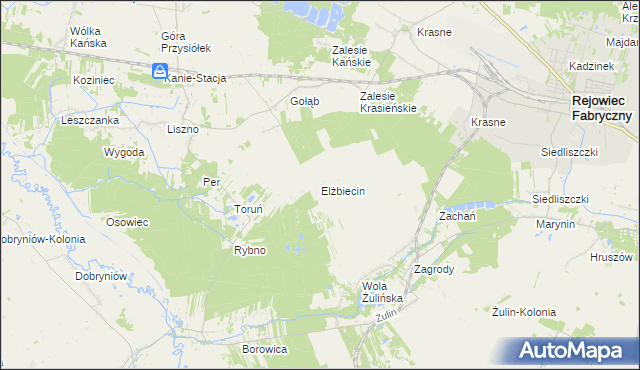 mapa Elżbiecin gmina Rejowiec, Elżbiecin gmina Rejowiec na mapie Targeo