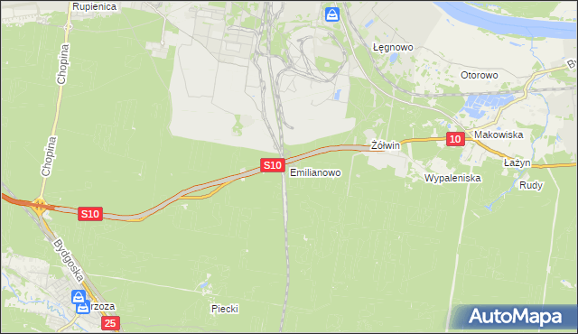 mapa Emilianowo gmina Nowa Wieś Wielka, Emilianowo gmina Nowa Wieś Wielka na mapie Targeo
