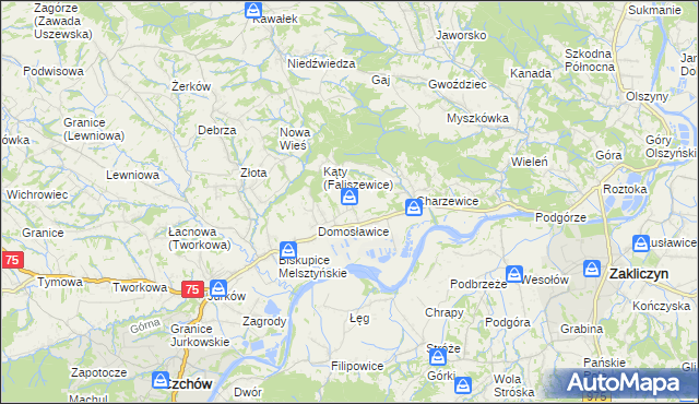 mapa Faliszewice, Faliszewice na mapie Targeo