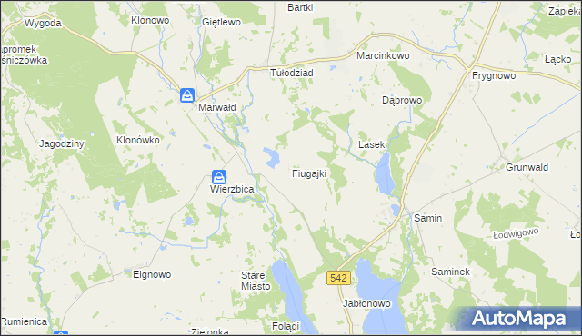 mapa Fiugajki gmina Dąbrówno, Fiugajki gmina Dąbrówno na mapie Targeo