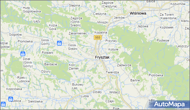 mapa Frysztak, Frysztak na mapie Targeo