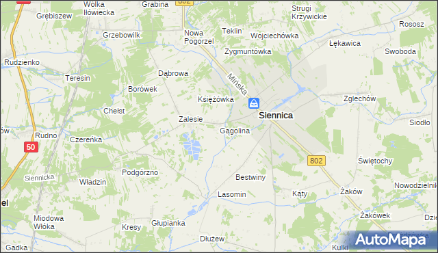 mapa Gągolina, Gągolina na mapie Targeo