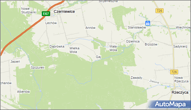 mapa Gaj gmina Czerniewice, Gaj gmina Czerniewice na mapie Targeo