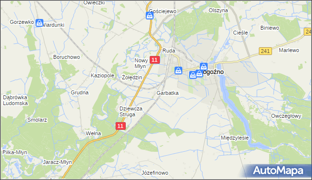 mapa Garbatka gmina Rogoźno, Garbatka gmina Rogoźno na mapie Targeo
