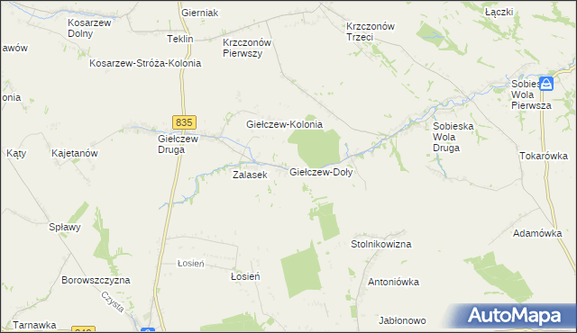 mapa Giełczew-Doły, Giełczew-Doły na mapie Targeo