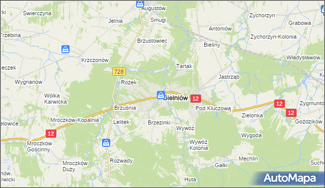 mapa Gielniów, Gielniów na mapie Targeo