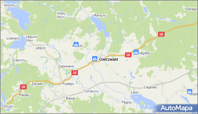 mapa Gietrzwałd, Gietrzwałd na mapie Targeo