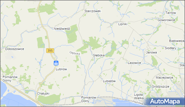 mapa Głęboka gmina Ziębice, Głęboka gmina Ziębice na mapie Targeo