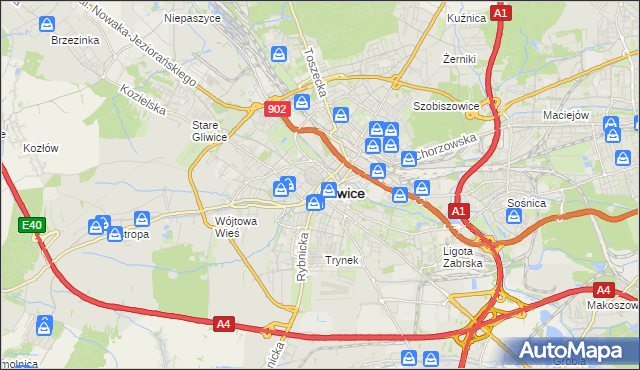 mapa Gliwic, Gliwice na mapie Targeo