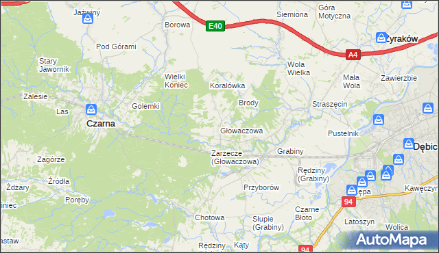 mapa Głowaczowa, Głowaczowa na mapie Targeo