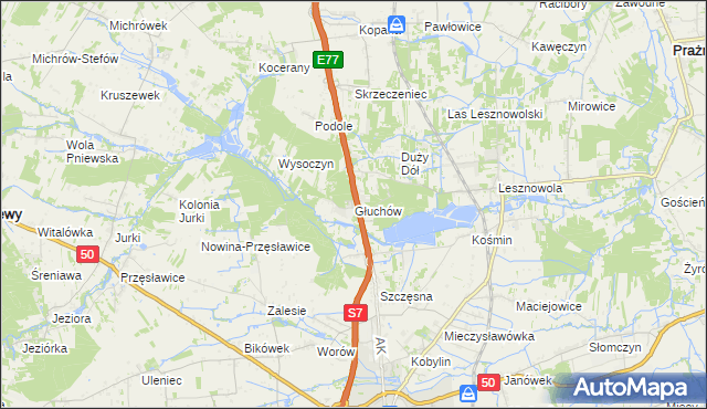 mapa Głuchów gmina Grójec, Głuchów gmina Grójec na mapie Targeo