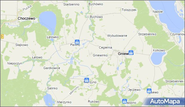 mapa Gniewinko, Gniewinko na mapie Targeo