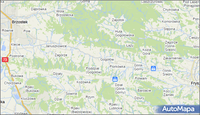 mapa Gogołów gmina Frysztak, Gogołów gmina Frysztak na mapie Targeo