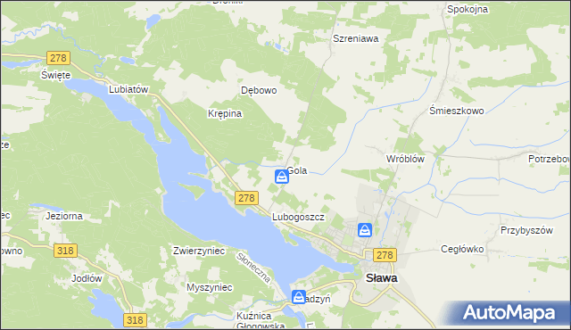 mapa Gola gmina Sława, Gola gmina Sława na mapie Targeo