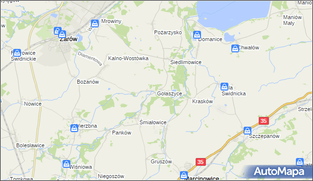 mapa Gołaszyce, Gołaszyce na mapie Targeo