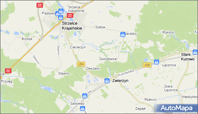 mapa Golczewice, Golczewice na mapie Targeo