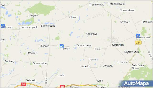 mapa Goncarzewy, Goncarzewy na mapie Targeo