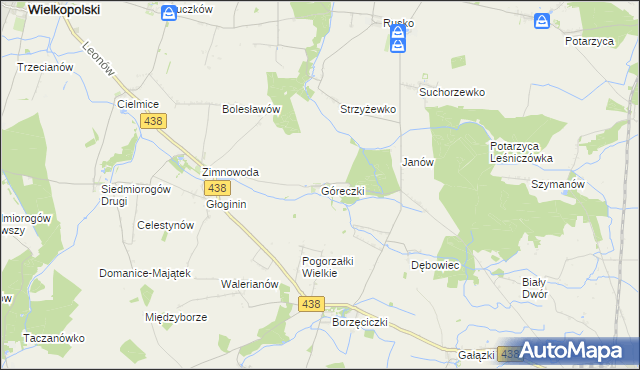 mapa Góreczki gmina Koźmin Wielkopolski, Góreczki gmina Koźmin Wielkopolski na mapie Targeo