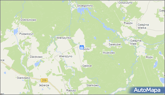 mapa Górki gmina Kołczygłowy, Górki gmina Kołczygłowy na mapie Targeo