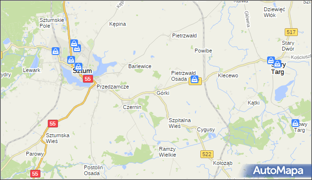 mapa Górki gmina Sztum, Górki gmina Sztum na mapie Targeo