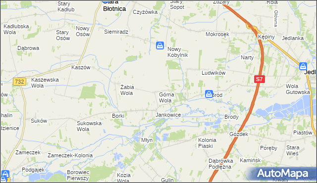 mapa Górna Wola gmina Jedlińsk, Górna Wola gmina Jedlińsk na mapie Targeo