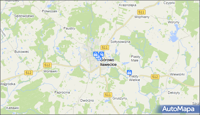 mapa Górowo Iławeckie, Górowo Iławeckie na mapie Targeo
