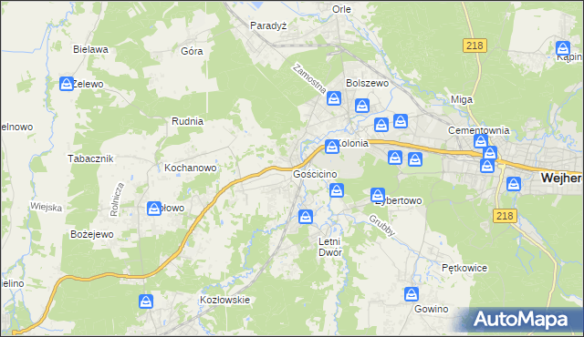 mapa Gościcino, Gościcino na mapie Targeo