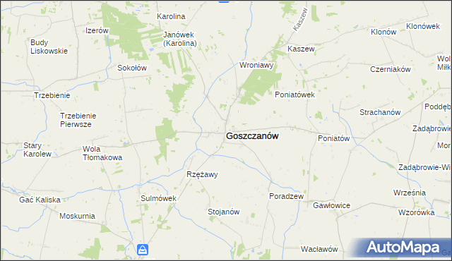 mapa Goszczanów, Goszczanów na mapie Targeo