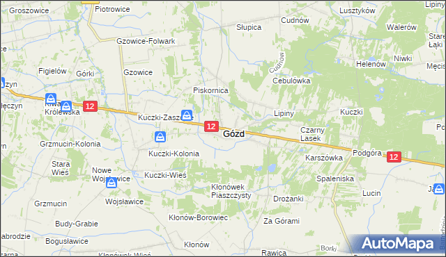 mapa Gózd powiat radomski, Gózd powiat radomski na mapie Targeo