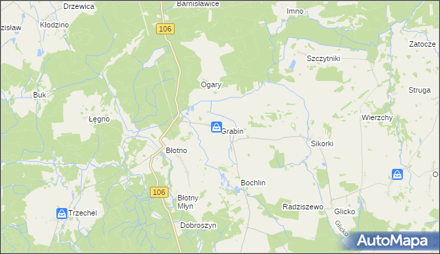 mapa Grabin gmina Nowogard, Grabin gmina Nowogard na mapie Targeo
