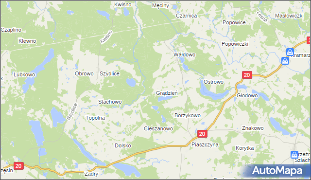 mapa Grądzień, Grądzień na mapie Targeo