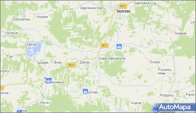 mapa Grala-Dąbrowizna, Grala-Dąbrowizna na mapie Targeo