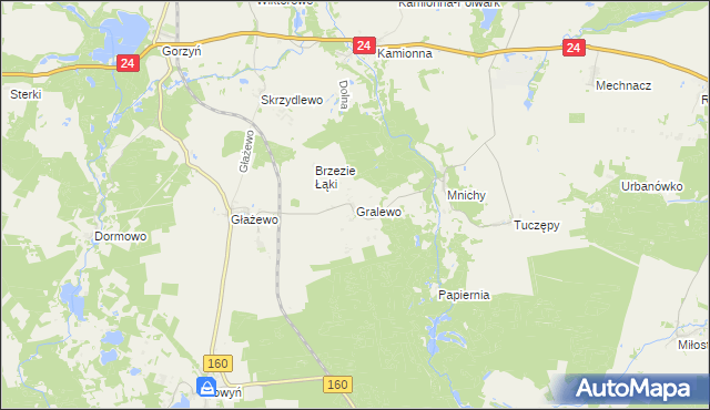 mapa Gralewo gmina Międzychód, Gralewo gmina Międzychód na mapie Targeo