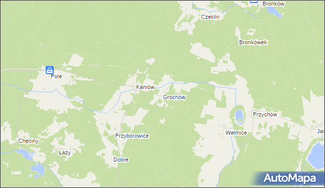 mapa Grochów gmina Gubin, Grochów gmina Gubin na mapie Targeo