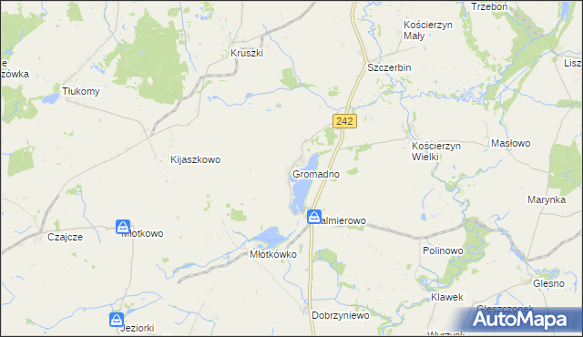mapa Gromadno gmina Wyrzysk, Gromadno gmina Wyrzysk na mapie Targeo