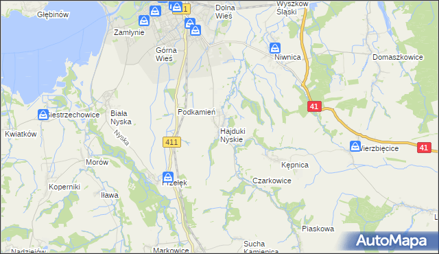 mapa Hajduki Nyskie, Hajduki Nyskie na mapie Targeo