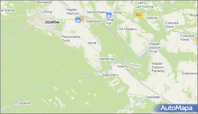 mapa Hamernia gmina Józefów, Hamernia gmina Józefów na mapie Targeo