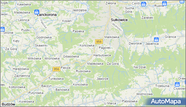 mapa Harbutowice gmina Sułkowice, Harbutowice gmina Sułkowice na mapie Targeo