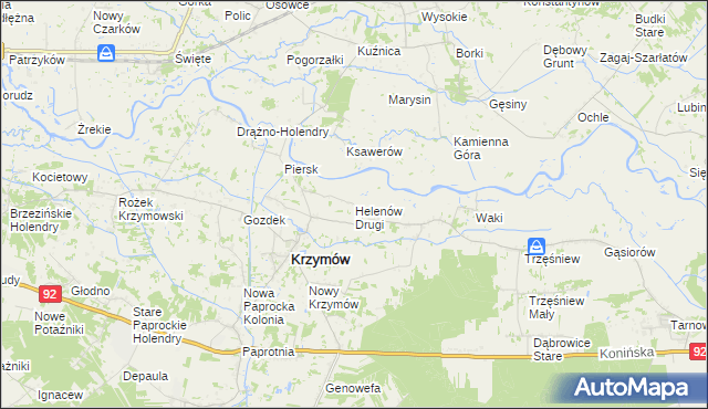 mapa Helenów Drugi gmina Krzymów, Helenów Drugi gmina Krzymów na mapie Targeo