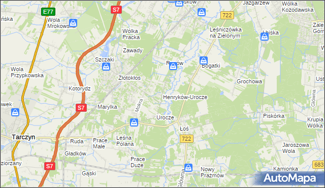 mapa Henryków-Urocze, Henryków-Urocze na mapie Targeo