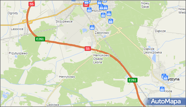 mapa Henrykowo Osada Leśna, Henrykowo Osada Leśna na mapie Targeo